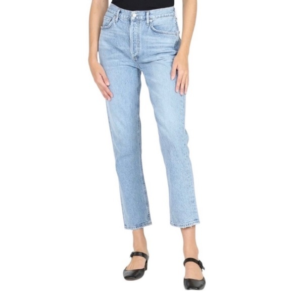 AGOLDE Riley High Rise Straight Leg‎ Light Blue Wash Jeans Size 23